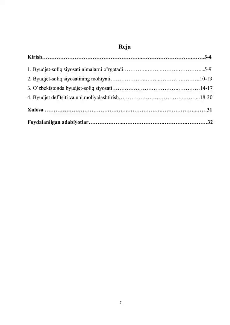 Byudjet-soliq siyosati 2