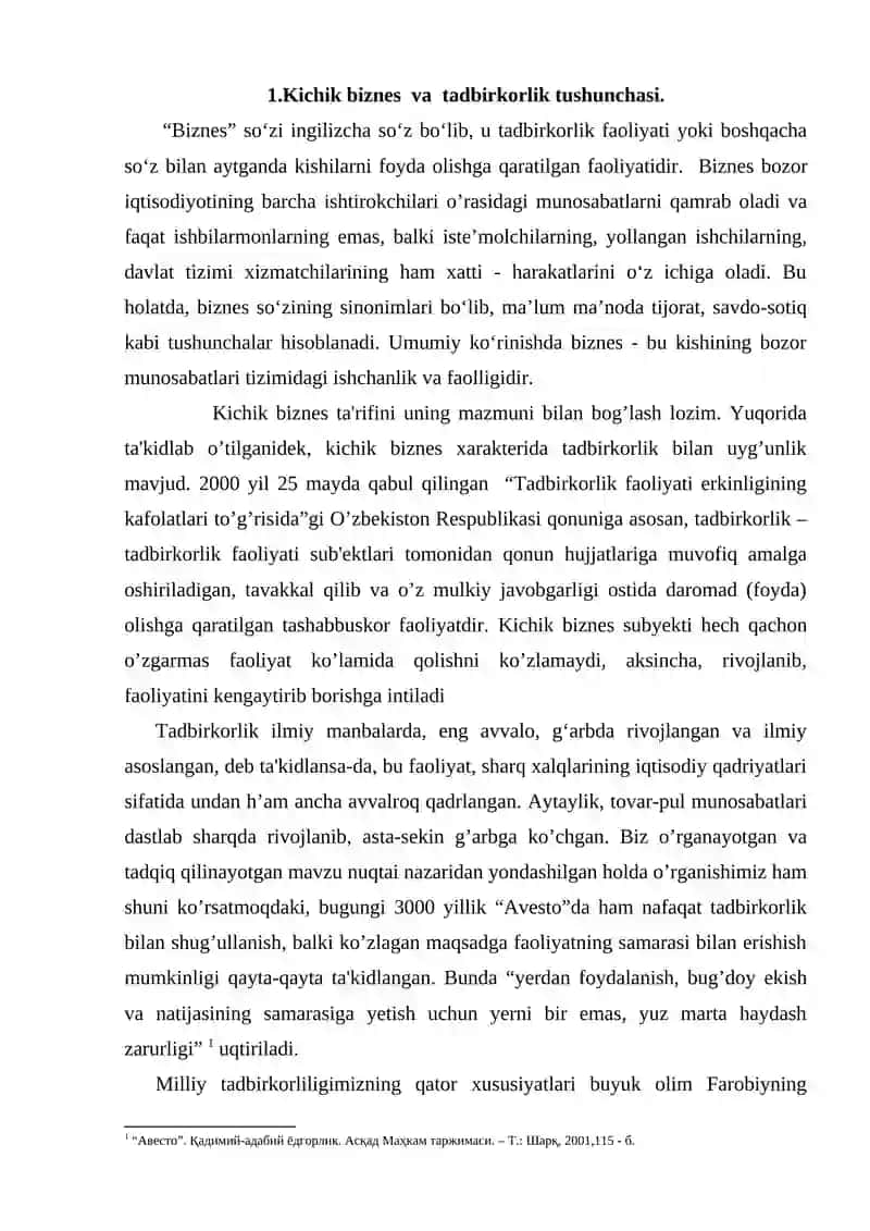 Kichik biznes va xususiy tadbirkorlik 2