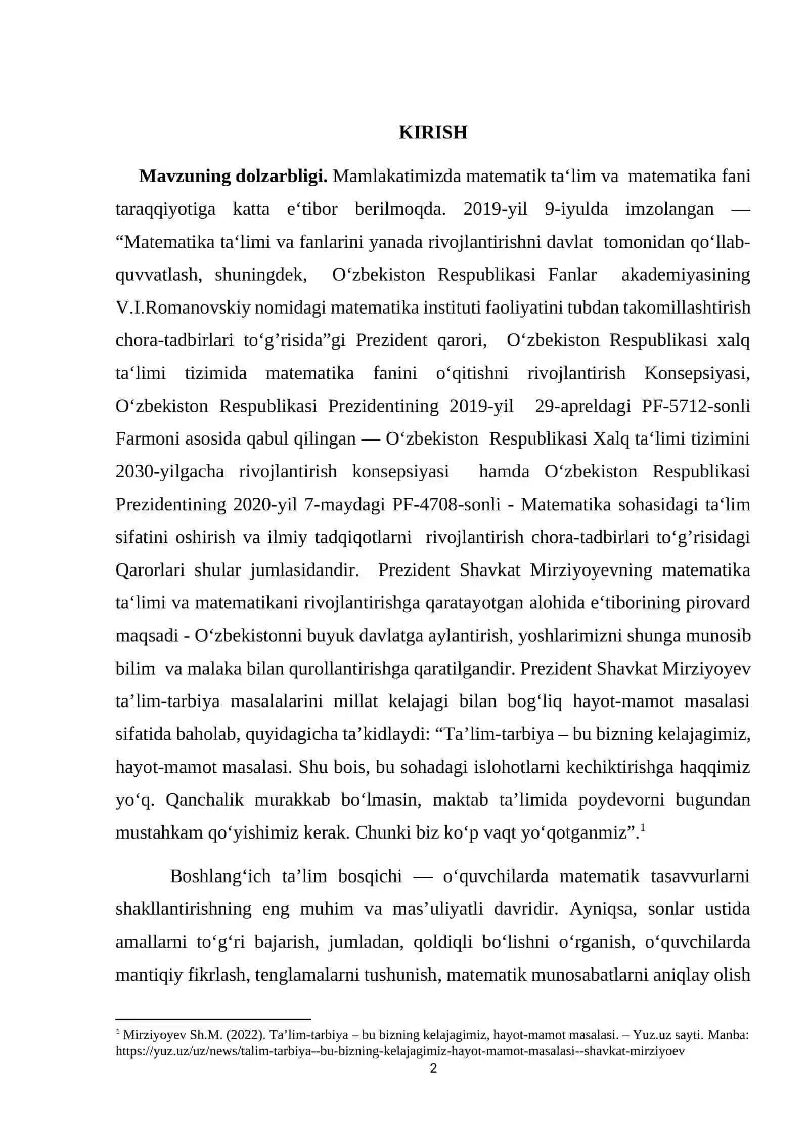 BOB. BOSHLANG’ICH SINF MATEMATIKA DARSLARIDA QOLDIQLI BO‘LISHGA O‘RGATISH METODIKASI 2