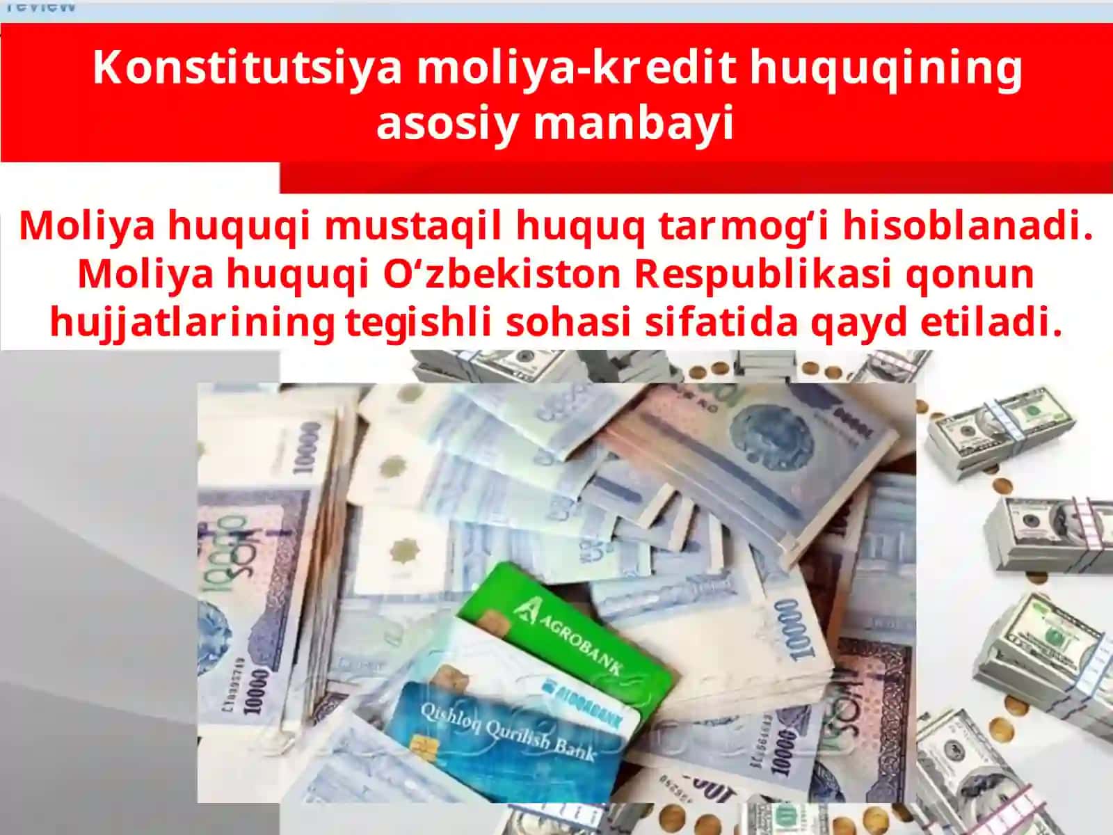 Konstitutsiya moliya-kredit huquqining asosiy manbai 2