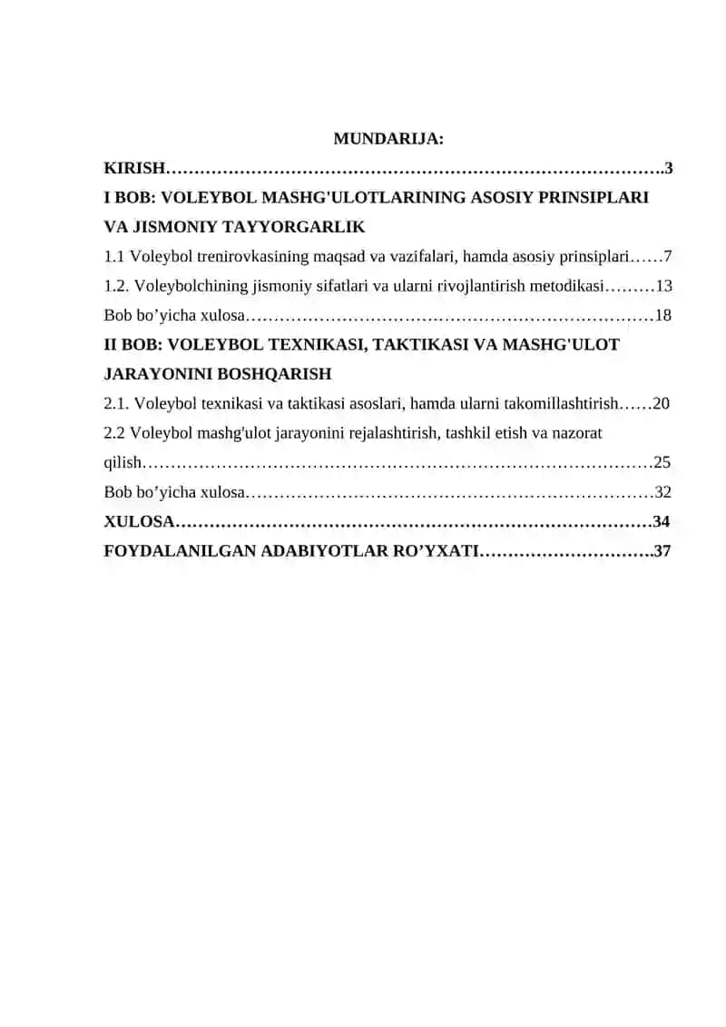 Voleybol sport trenirovkasining umumiy asoslari 2