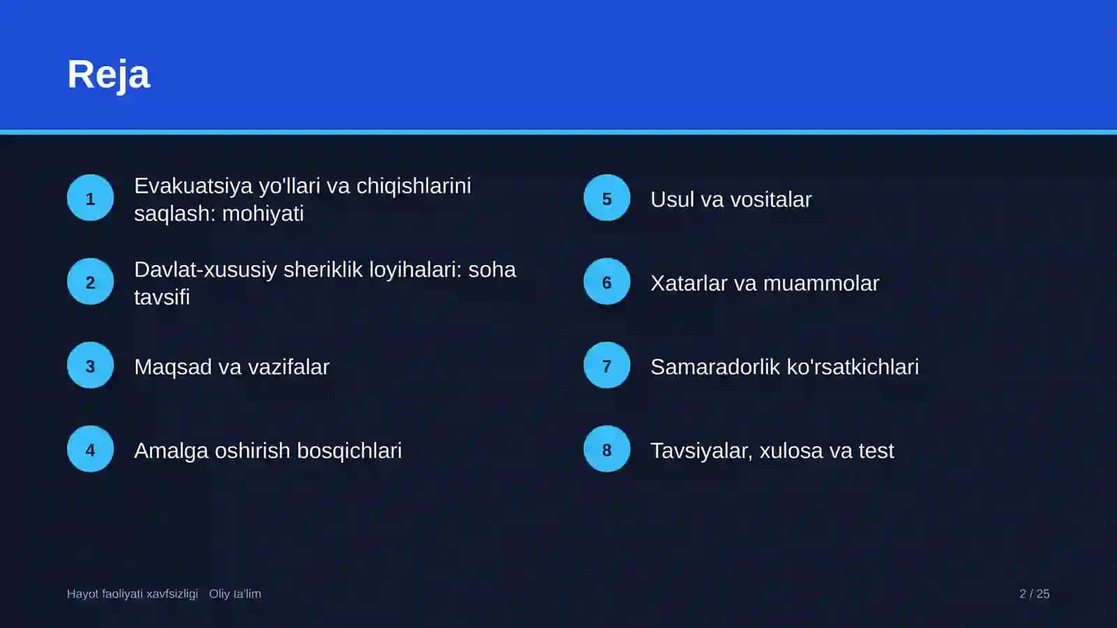 Davlat-xususiy sheriklik loyihalarida evakuatsiya yo'llari va chiqishlarini saqlash 2