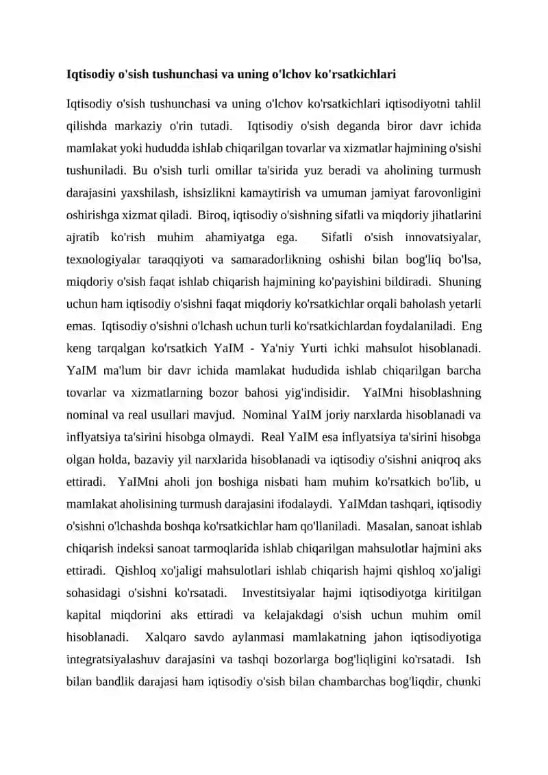Iqtisodiy o'sishda omillari va madellari 2
