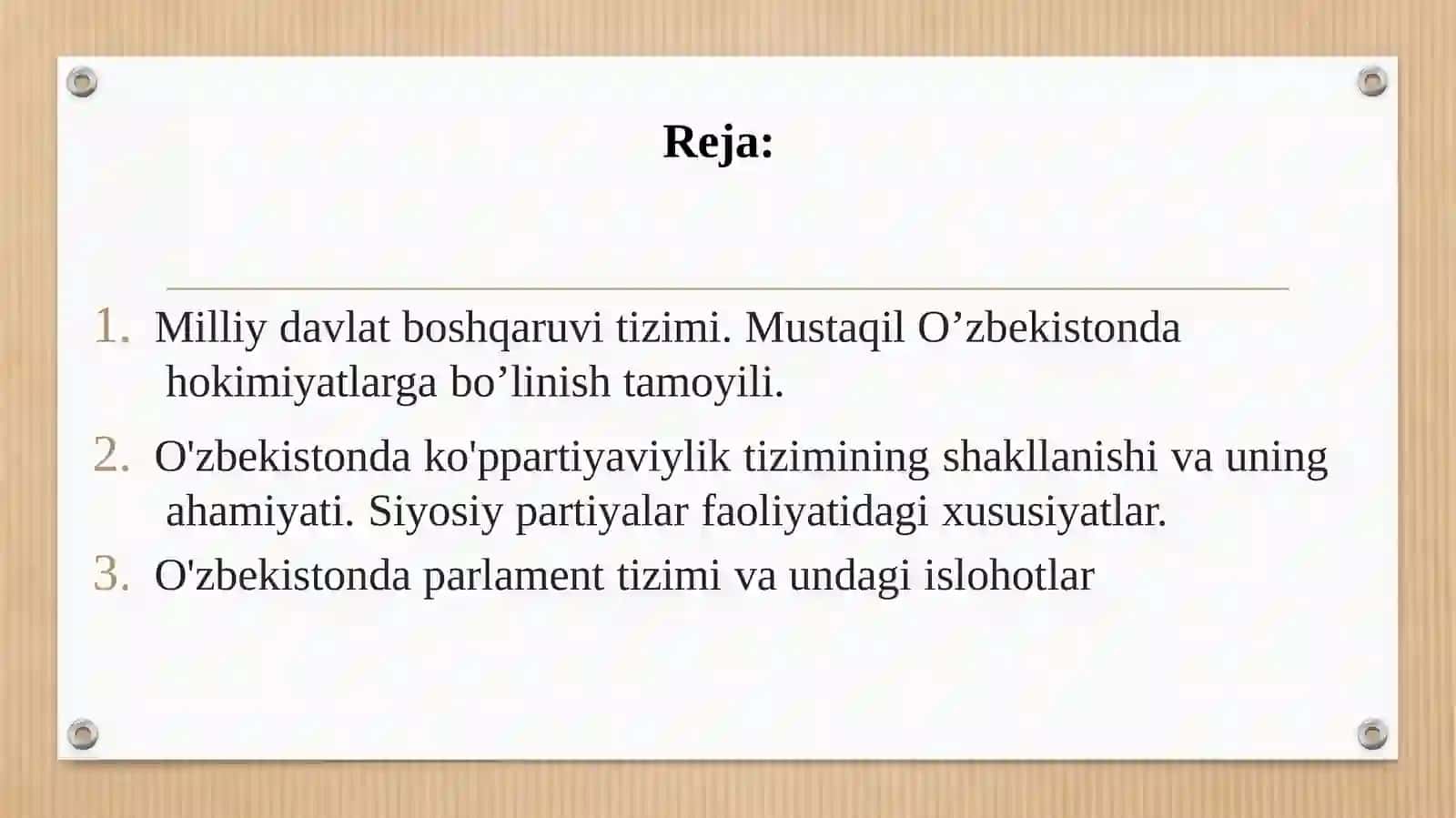 O'zbekiston demokratik fuqarolik jamiyati asoslari 2