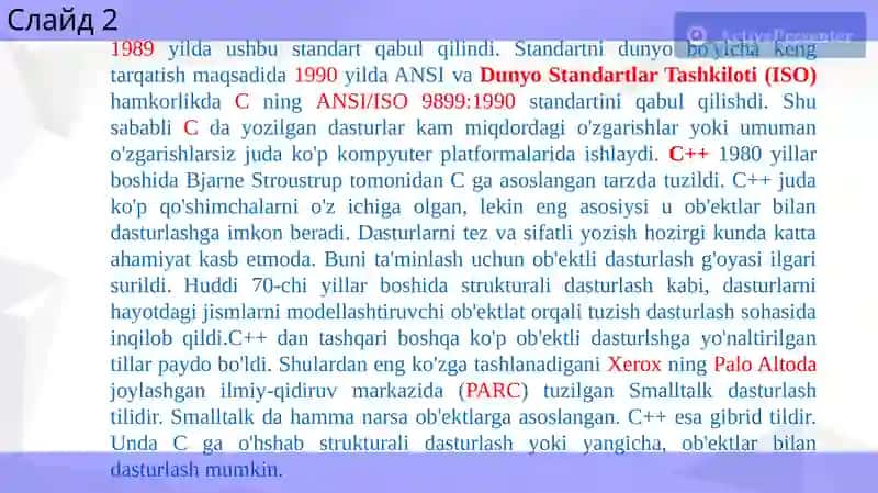 C++ algoritmik tilining asosiy tushunchalari 2