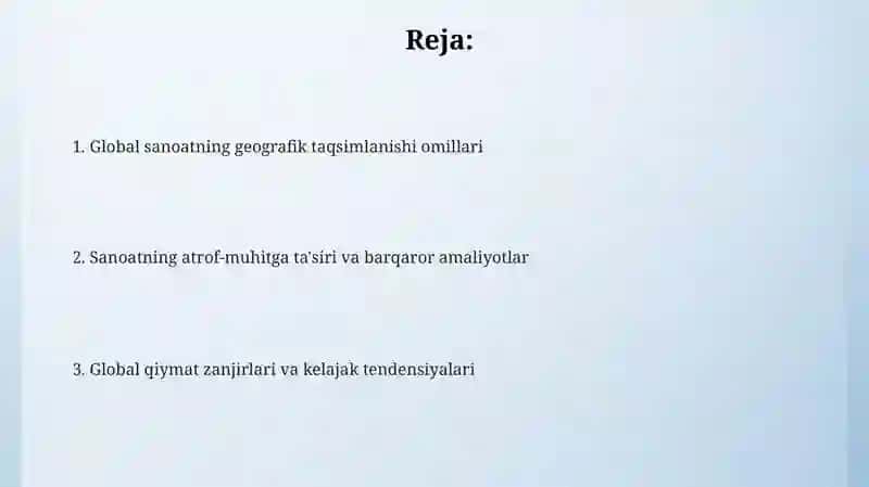 Jahonsanoattar moqli geografiyasi 2
