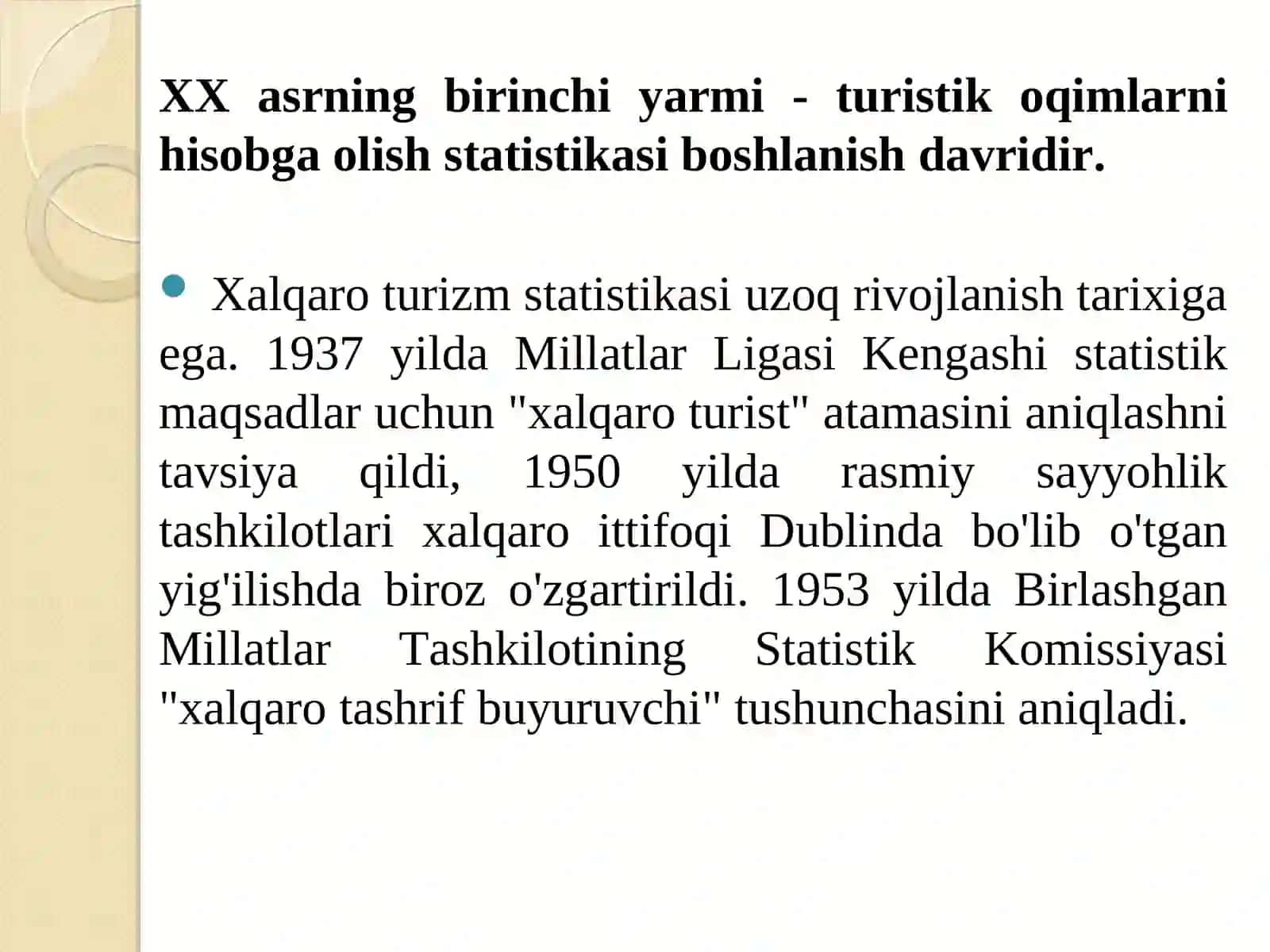 Xalqaro turizm statistikasi 2