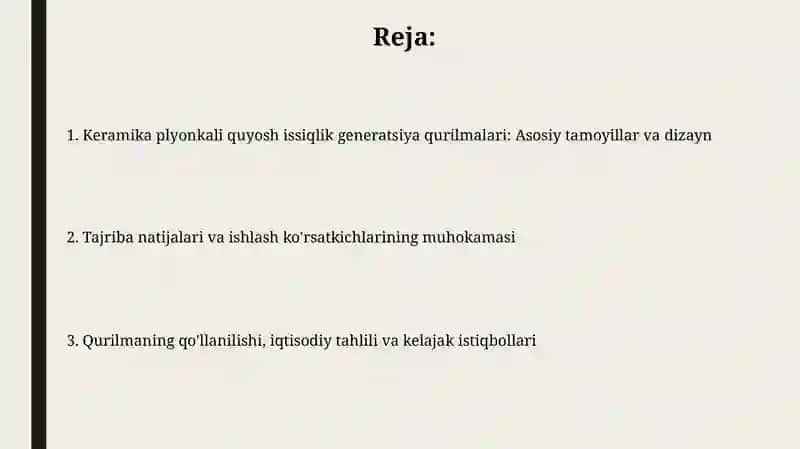 Keramika plyonka asosidagi quyosh issiqlik ishlab chiqarish 2