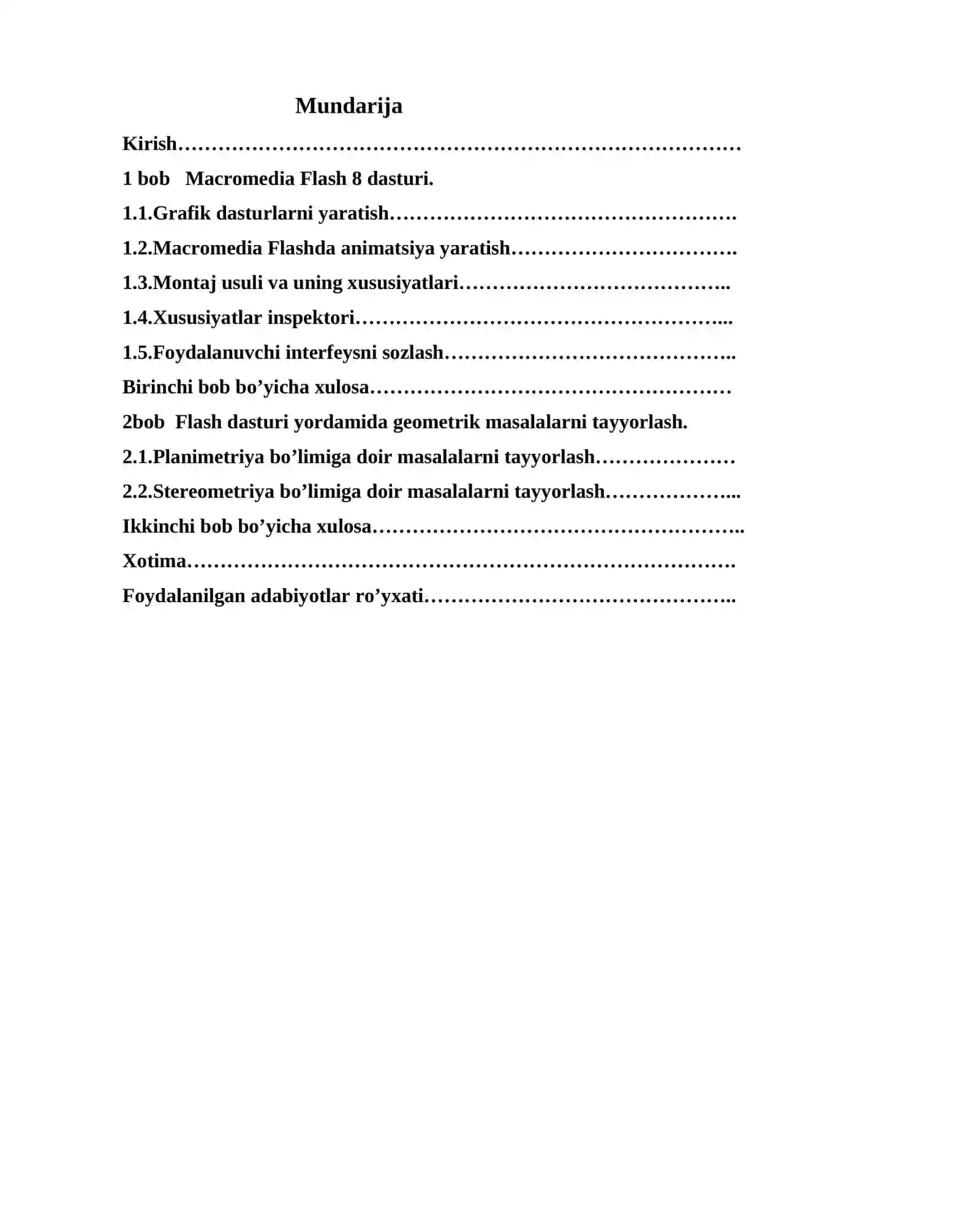 "Flash dasturi yordamida geometrik masalalarni tayyorlash" mavzusida BMI 2