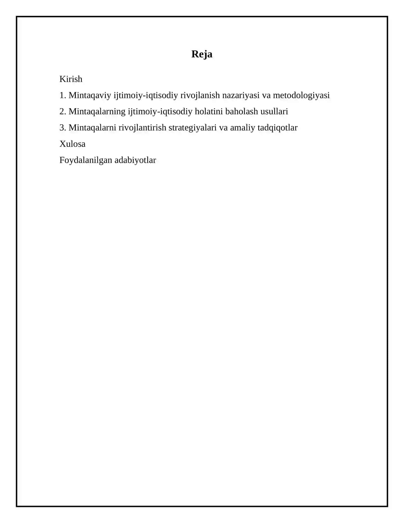 Mintaqalarni ijtimoiy-iqtisodiy rivojlanishini o'rganish va baholash 2