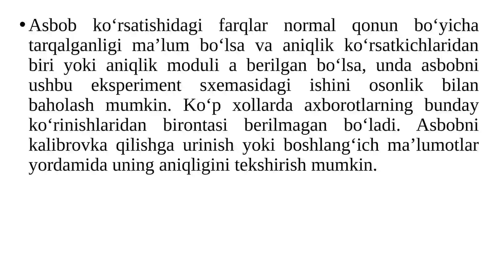 Eksperiment natijalariga statistik ishlov berish 2