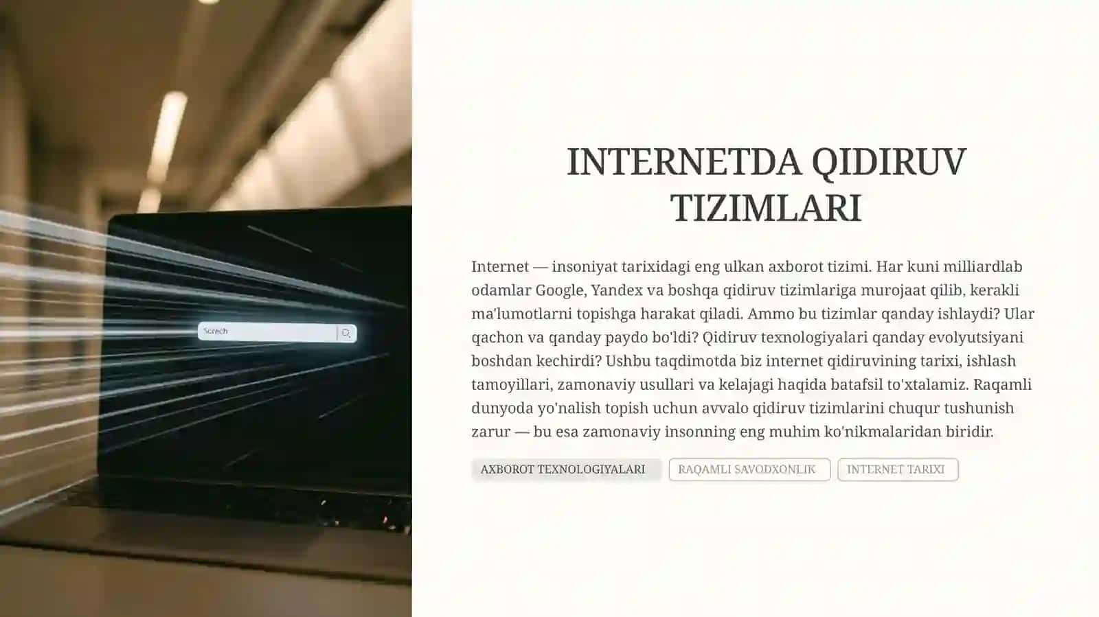 INTERNET BILAN ISHLASH: QIDIRUV TIZIMLARI 2