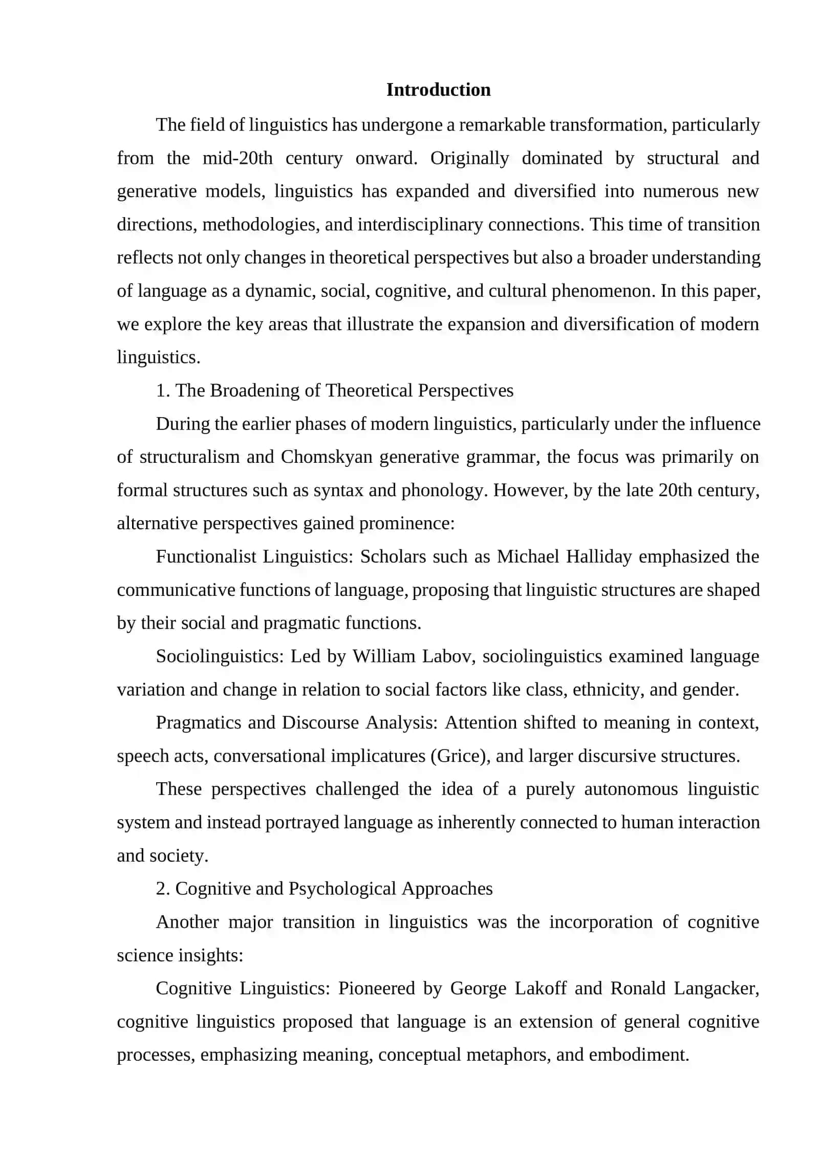 A time of transition The expansion and diversification of linguistics 2