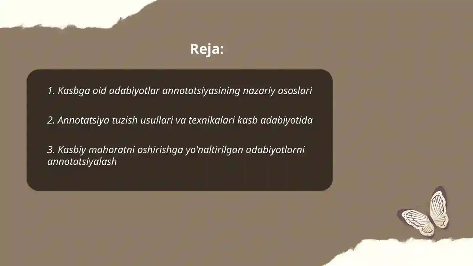 Kasbga oid adabiyotlar annotatsiyasi 2