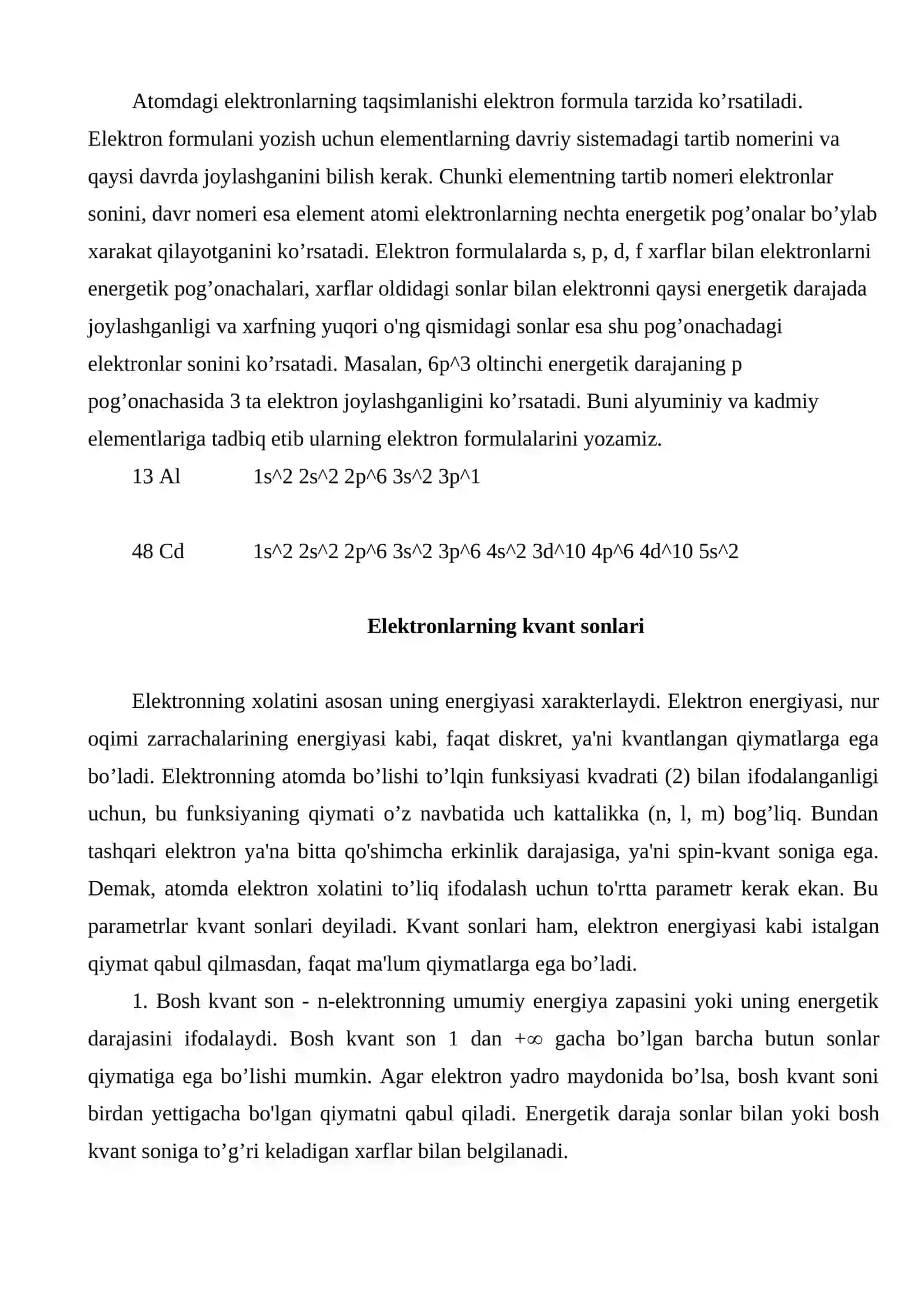 Elementlarning elektron formulalarini tuzish 2