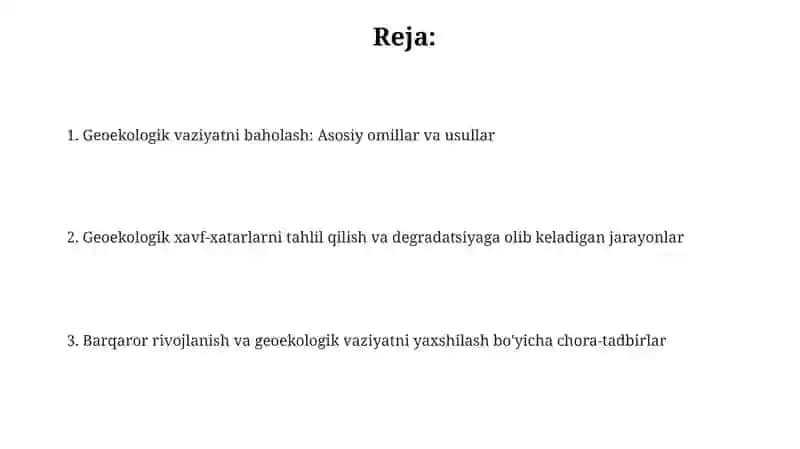 Geoekologik vaziyatni baholash va ularni yaxshilash 2