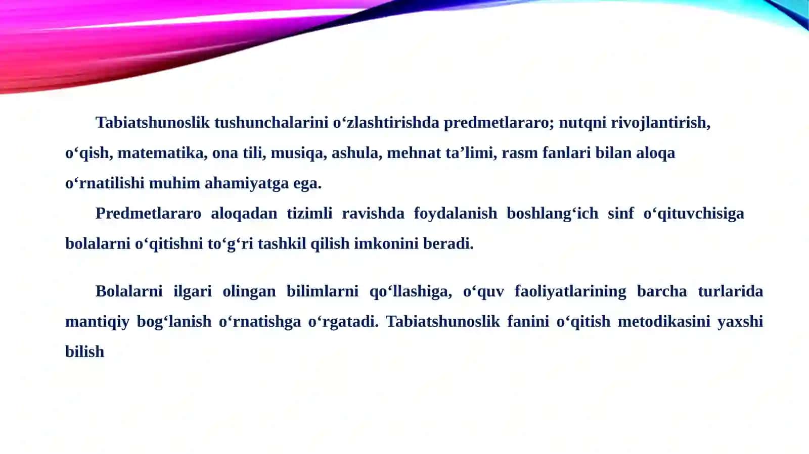 Tabiatshunoslik fanini o'qitish metodikasi 2