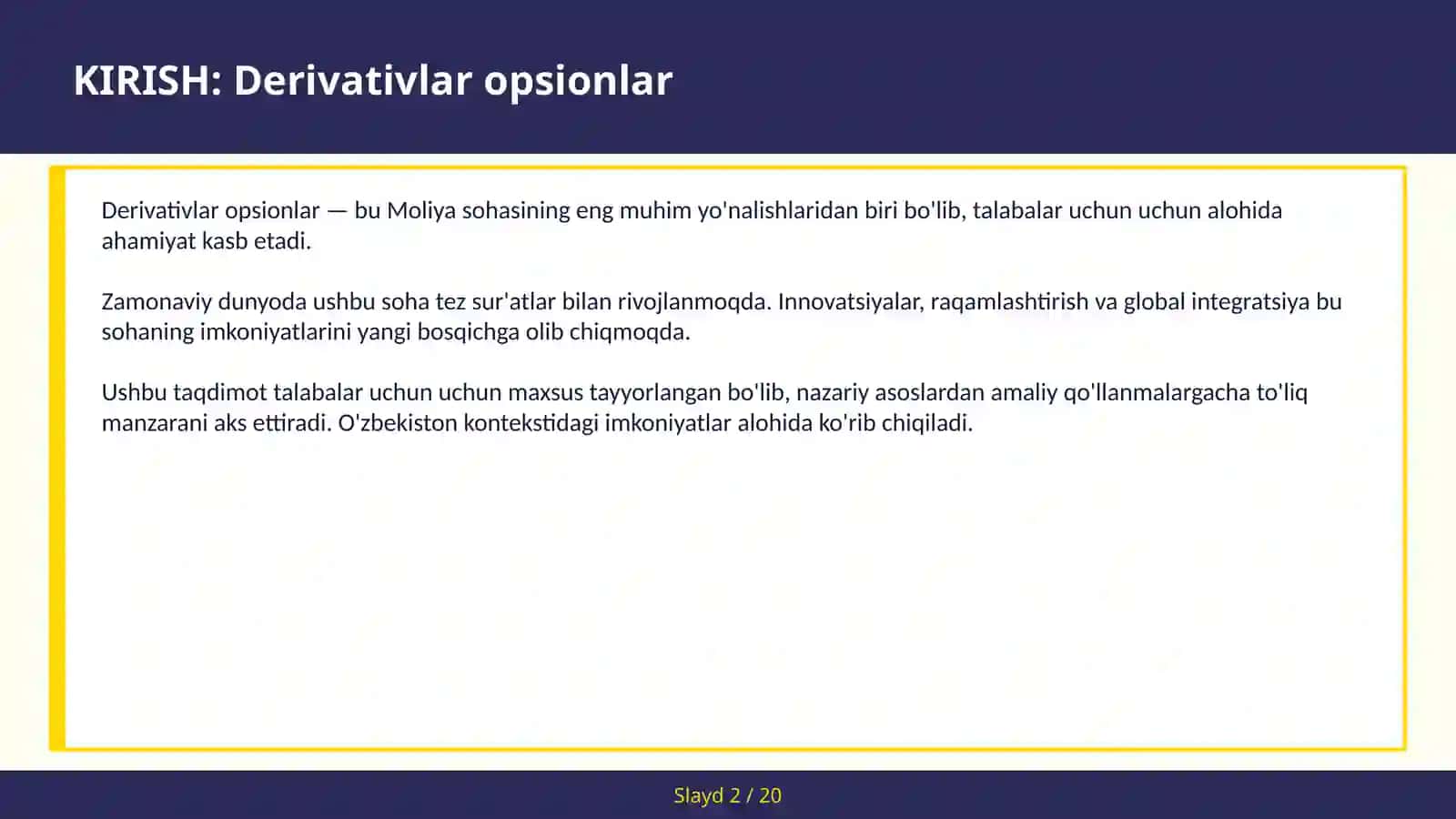 Derivativlar opsionlar 2