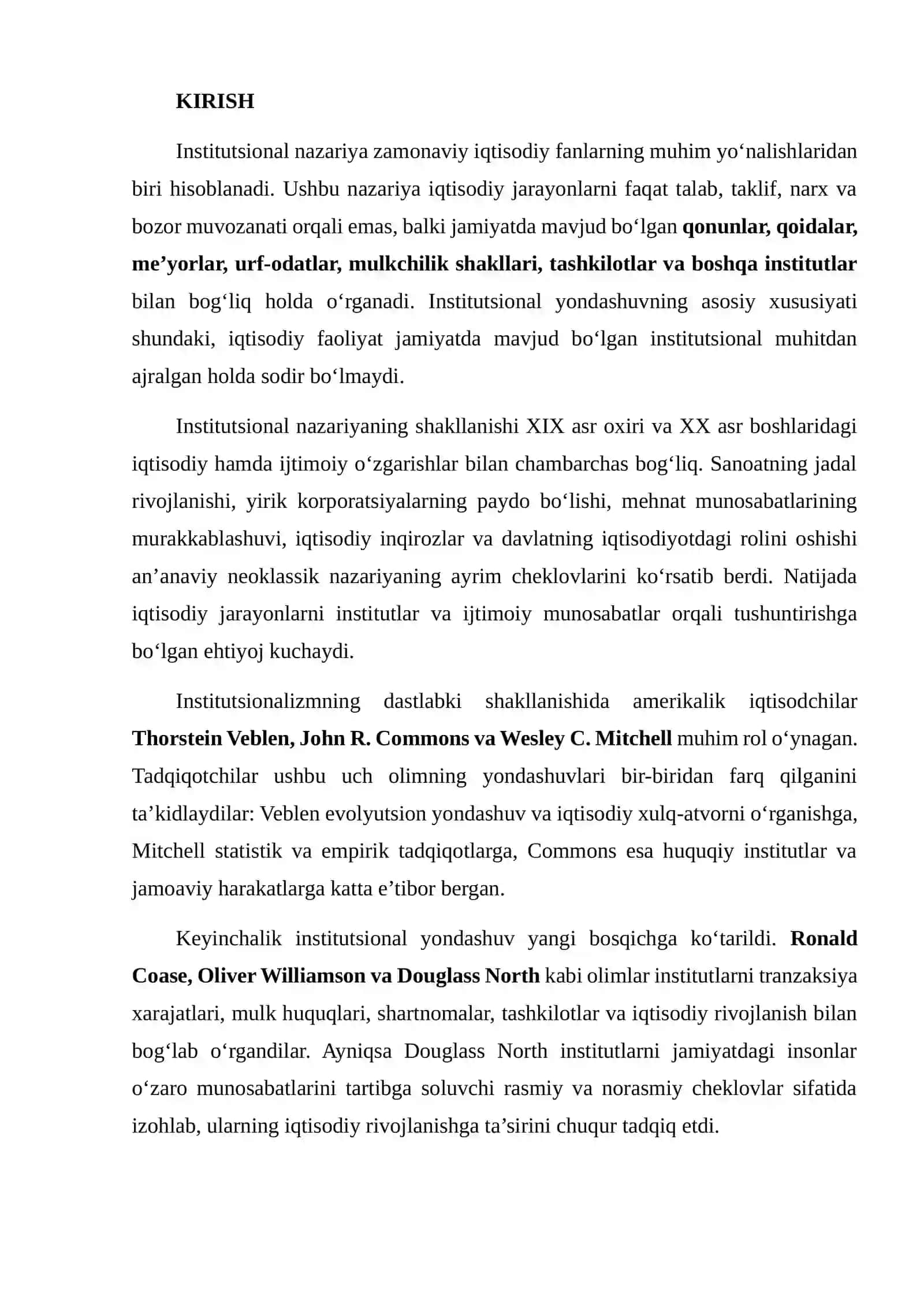 INSTITUTSIONAL NAZARIYANING PAYDO BO‘LISHI VA RIVOJLANISHI: ADABIYOTLAR SHARHI 2