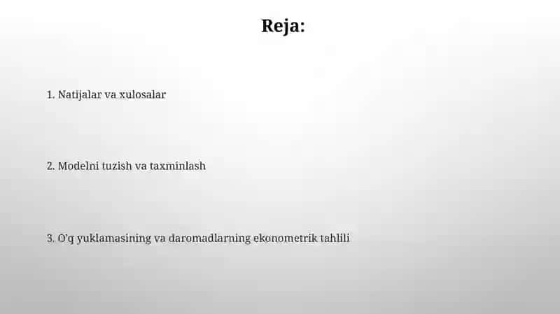 Axoli bandligi va daromadlarini ekonometrik taxlil qilish 2