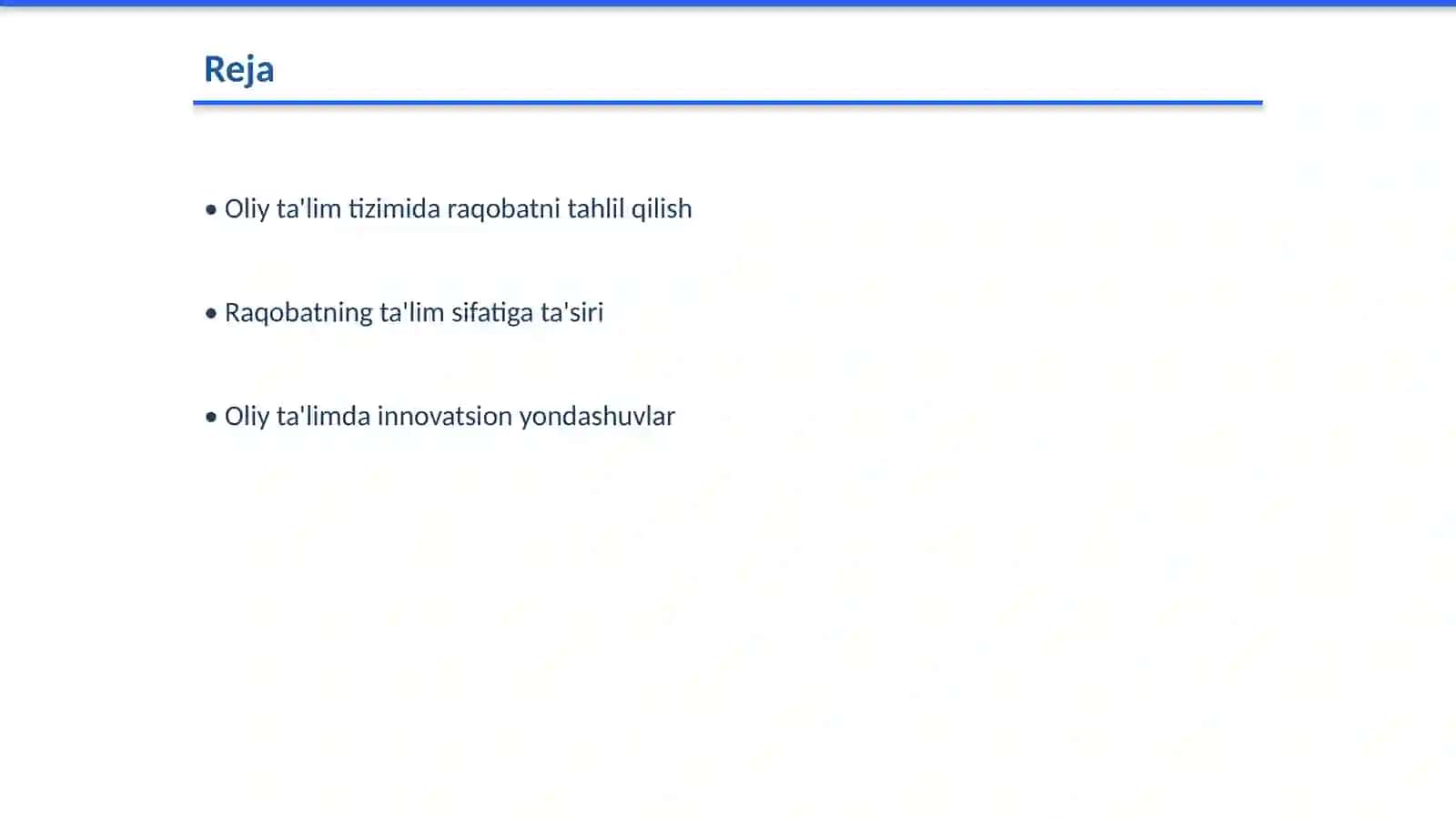 Oliy ta'lim tizimida raqobat muhitini shakillantirish yoʻllari Ta’lim menejmenti fani 2