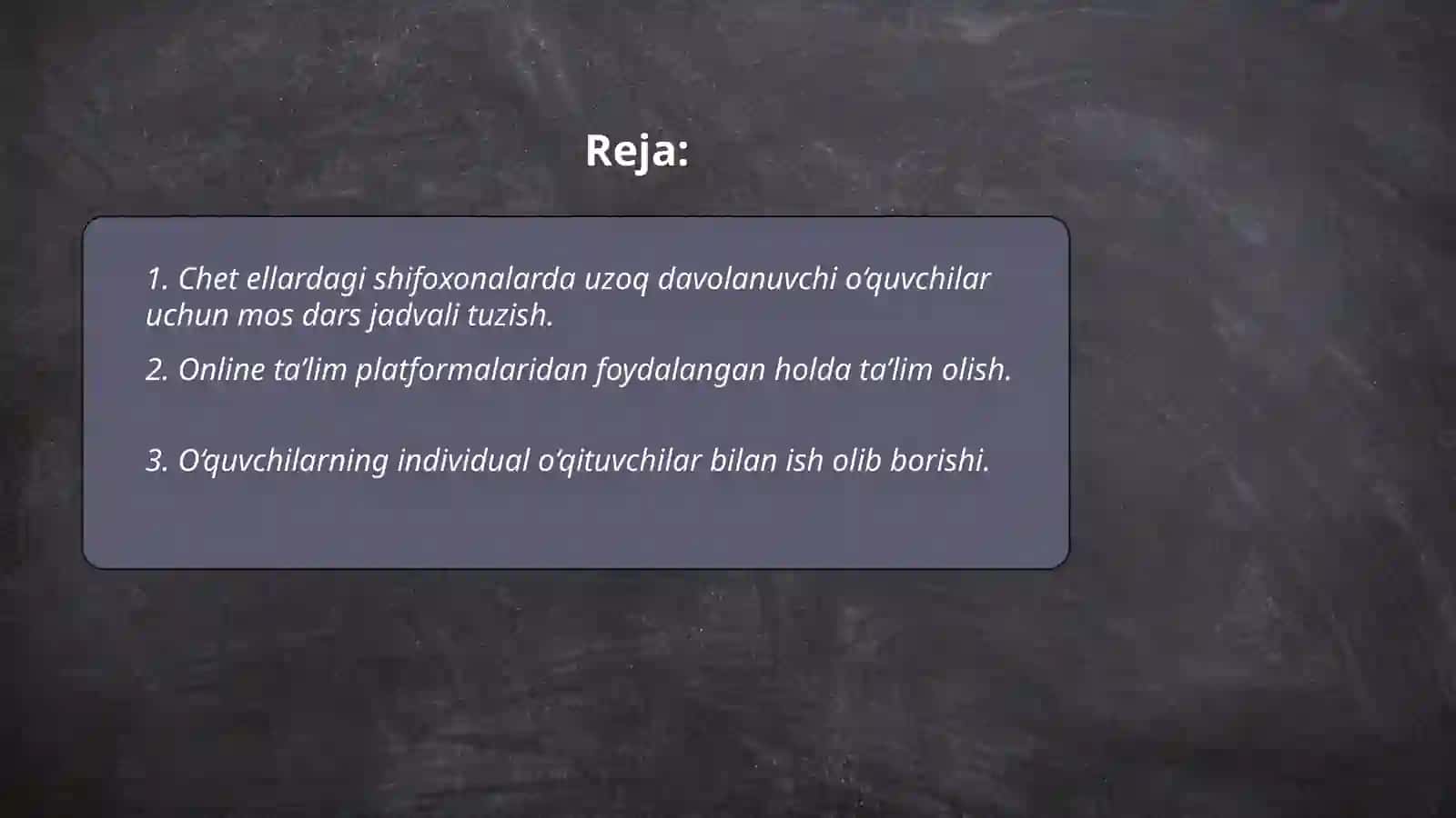 Chet ellardagi shifoxonalarda uzoq davolanuchi maktab o'quvchilarning ta'limi 2
