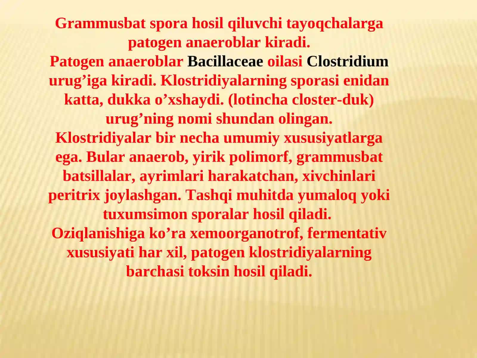Patogen anaeroblar. Qoqshol, gazli gangrena qoʼzgʼatuvchilari va ularning biologik xususiyatlari 2