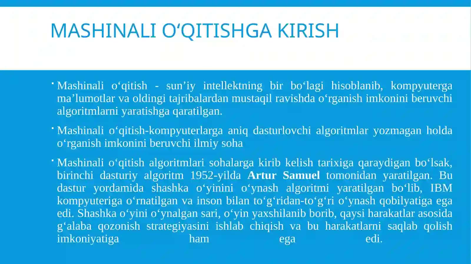 Mashinali o‘qitishga KIRISH 2