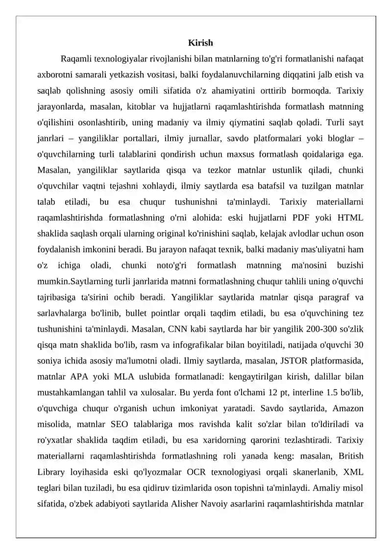 Matnni formatlash 2