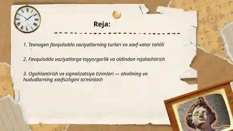 Texnogen xususiyatli favqulodda vaziyatlarda aholi va hududlarni muhofaza qilish. 2