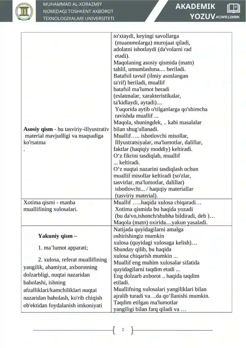 REFERAT TARKIBIDAGI KLESHILANGAN JUMLALAR 2