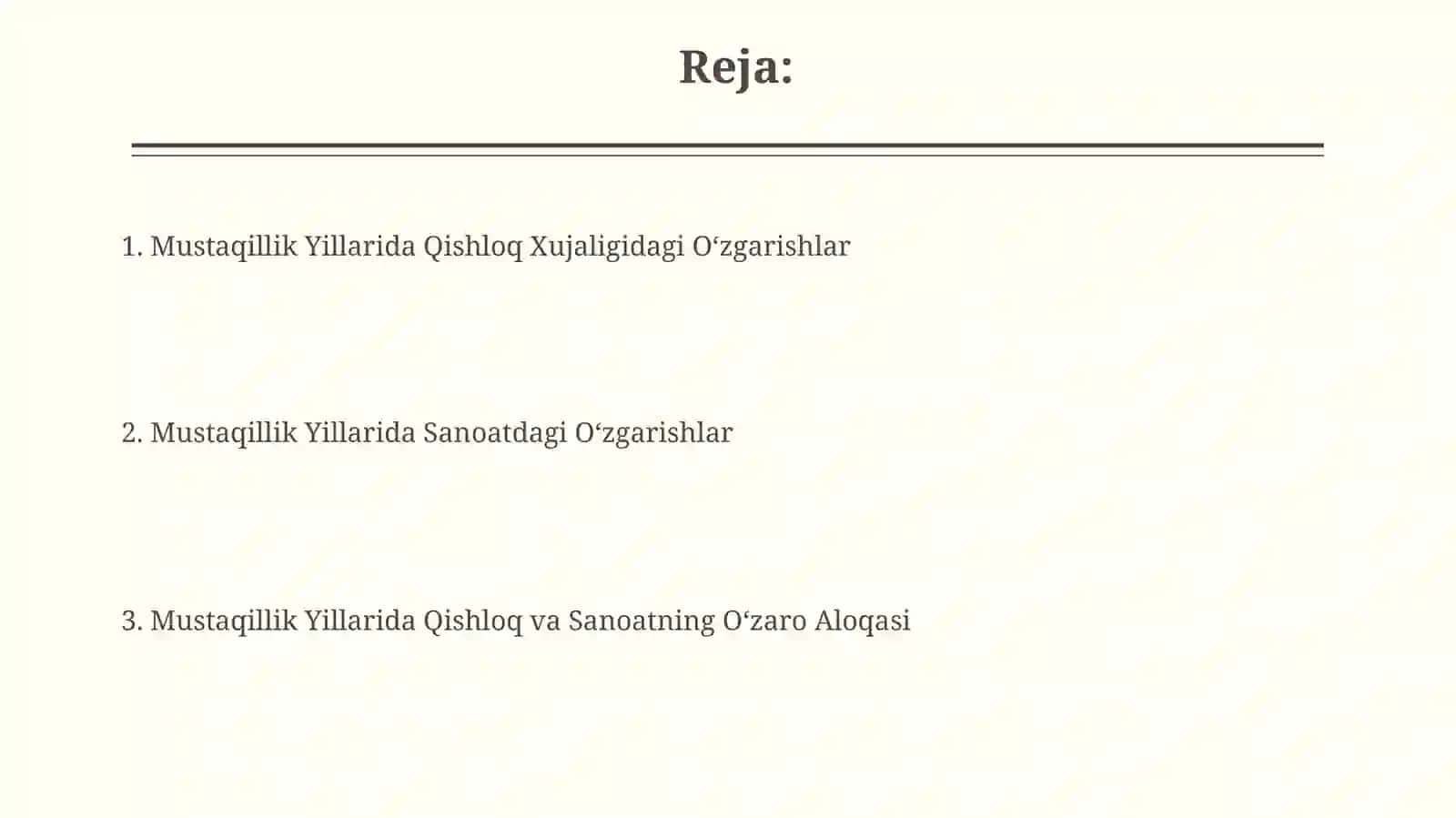 Mustaqillik Yillarida Qishloq Xujaligi va Sanoat Spheresidagi O'zgarislarni O'rganish 2