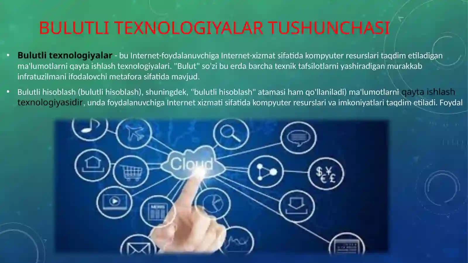 HARXIL FAOLIYAT SOHALARIDA BULUTLI TEXNOLOGIYALARDAN FOYDALANISH IMKONIYATLARI 2