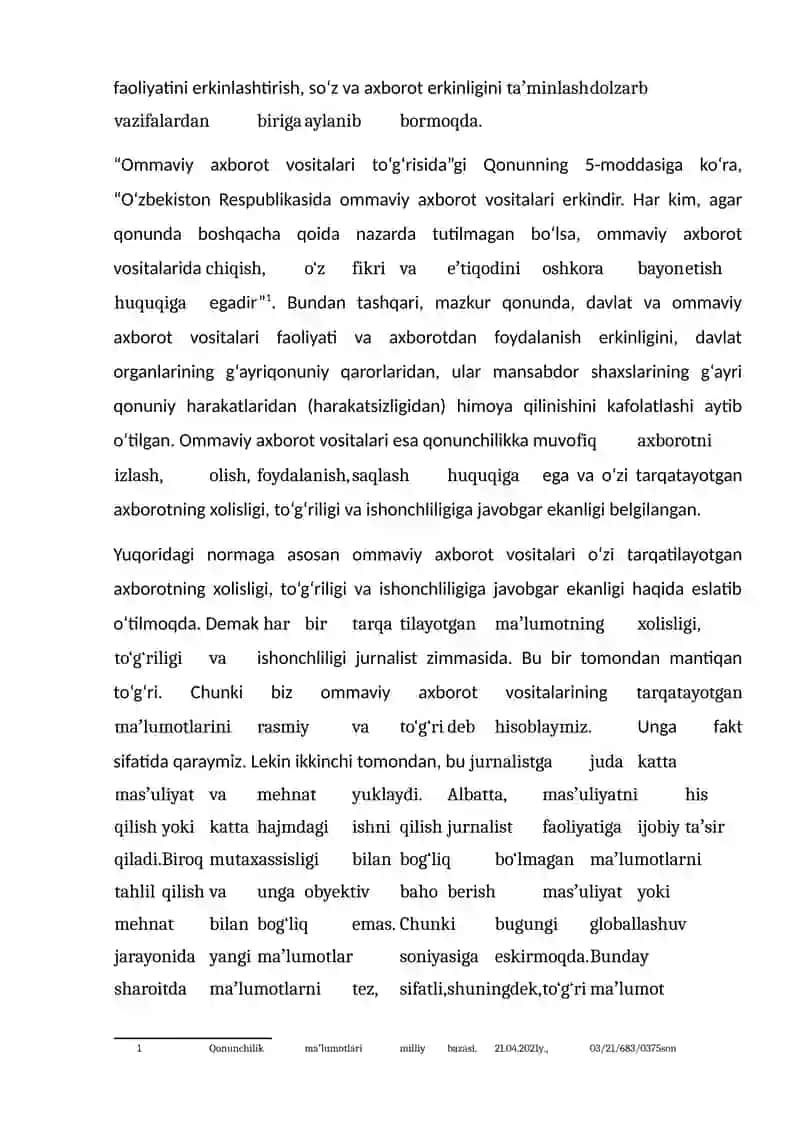 O'zbekiston fikrlar plyuralizmini ta'minlash 2