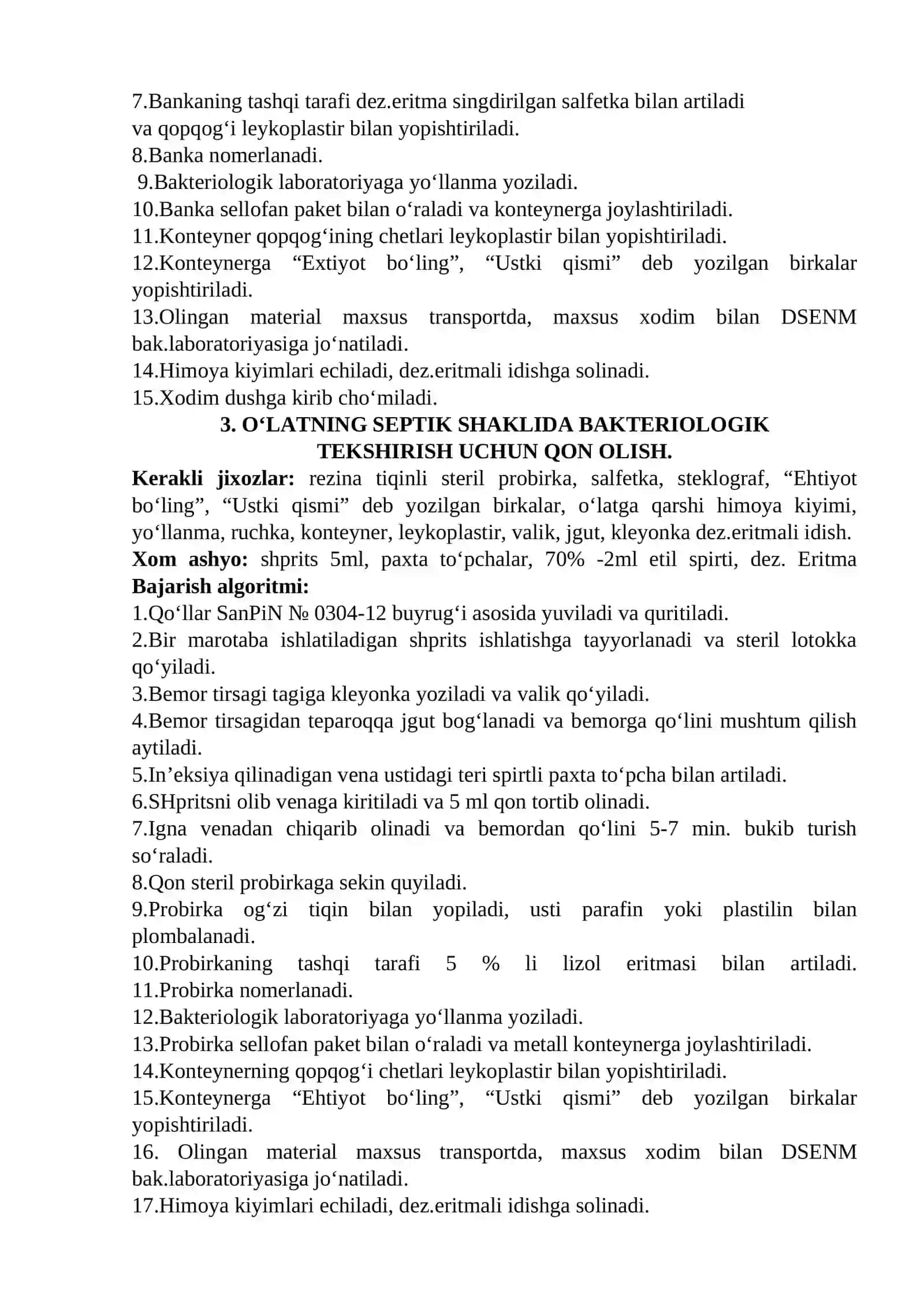 O‘LATNING O‘PKA SHAKLIDA BAKTERIOLOGIK TEKSHIRISH UCHUN BALG‘AM YIG‘ISH 2