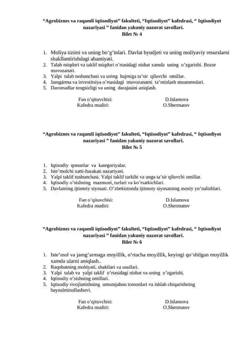 Iqtisodiyot nazariyasi 2