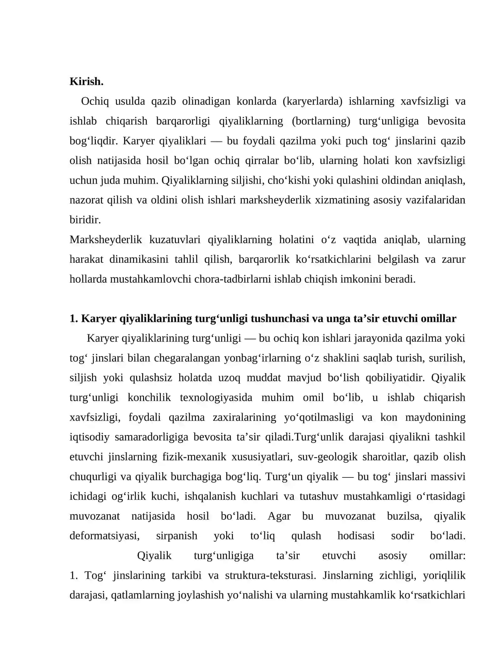 Karyerlarda qiyaliklar turg‘unligini ta’minlashda marksheyderlik ishlari 2