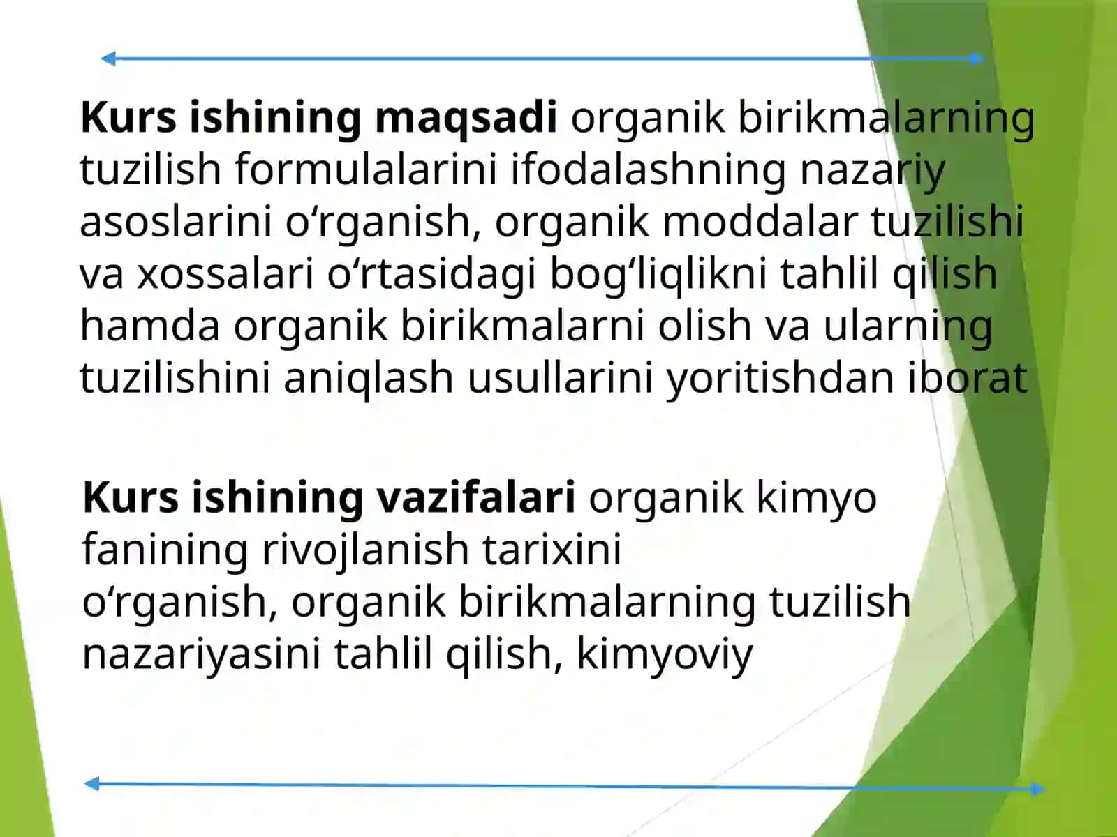 Organik birikmalar tuzilishi 2