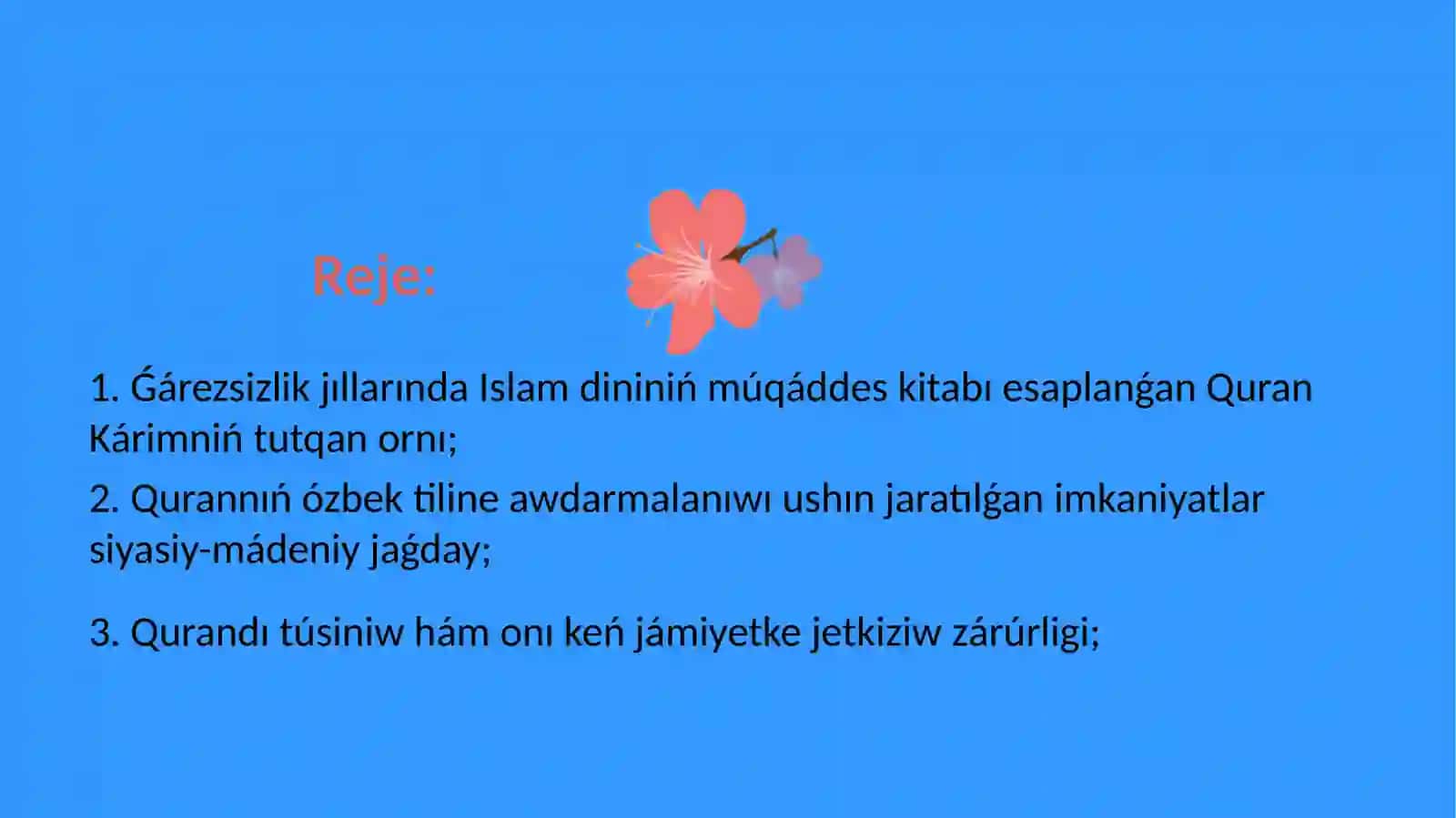 Qurannıń ózbek tiline awdarma etiliwi hám túsindiriwleri 2
