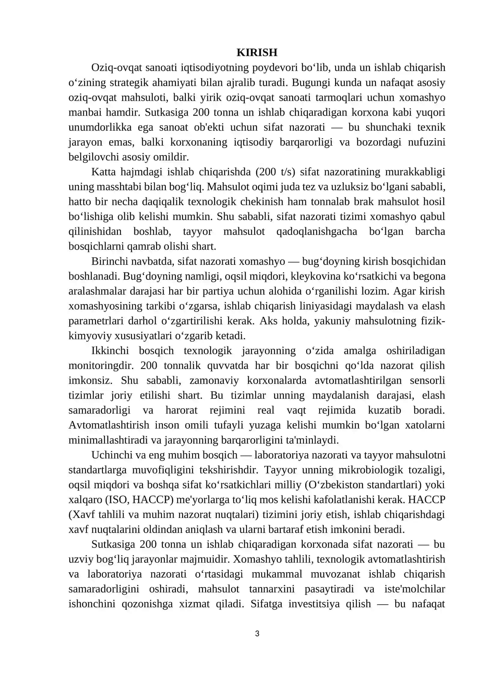 Sutkasiga 200 t/s unumdorlikdagi un ishlab chiqarishda sifat nazorati 2