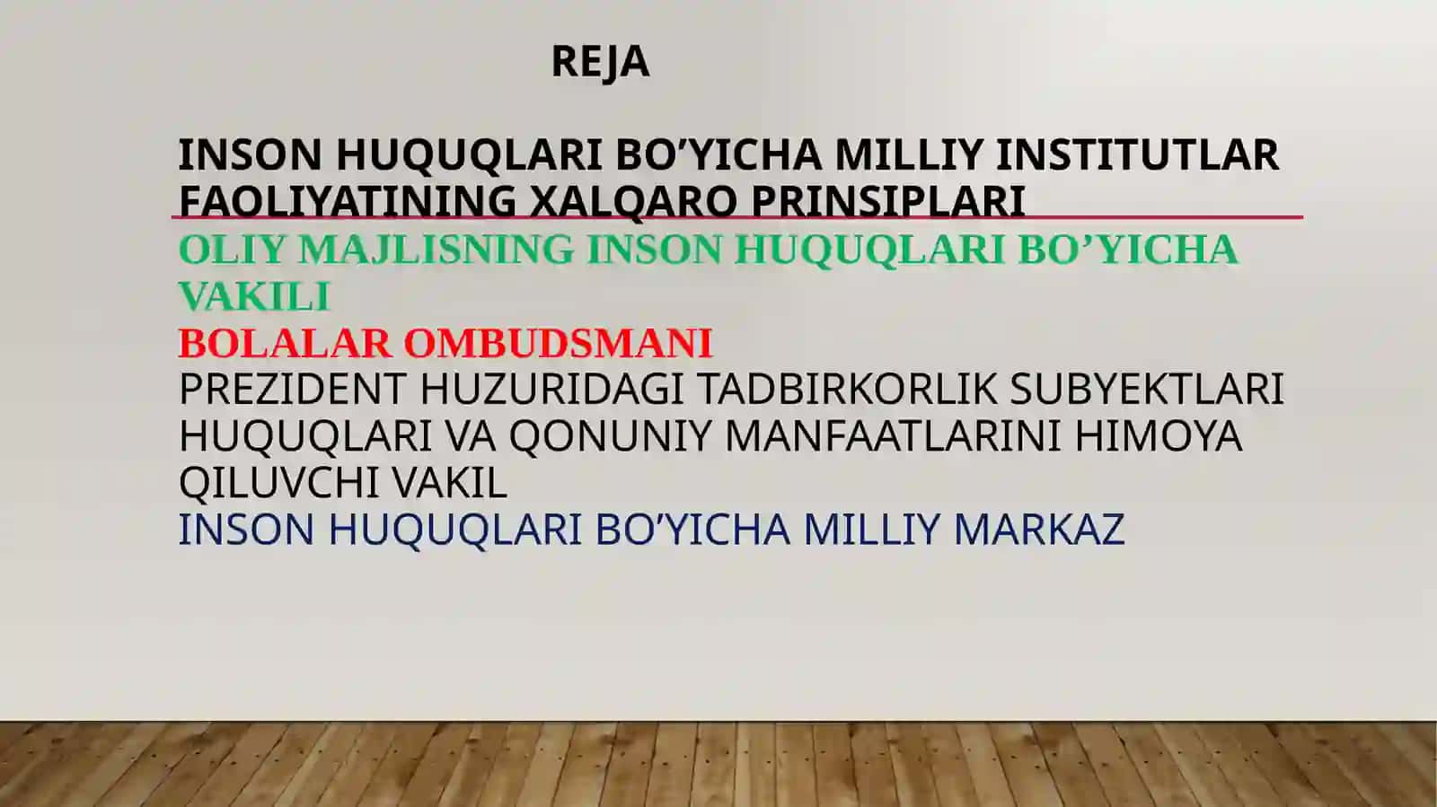 Inson huquqlari bo’yicha milliy institutlar tizimi 2