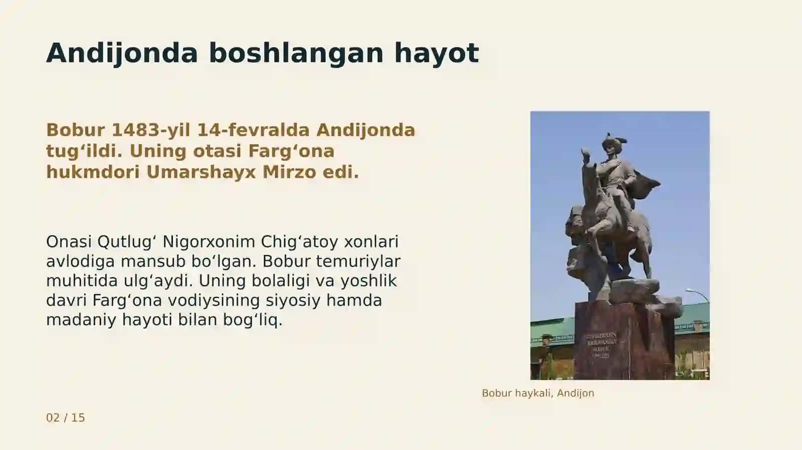 Zahiriddin Muhammad Boburning hayoti va ilmiy merosi 2