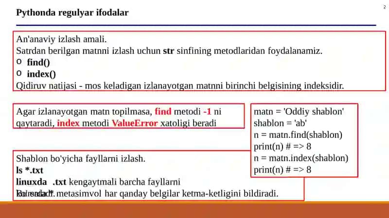 Pythonda regulyar ifodalar 2