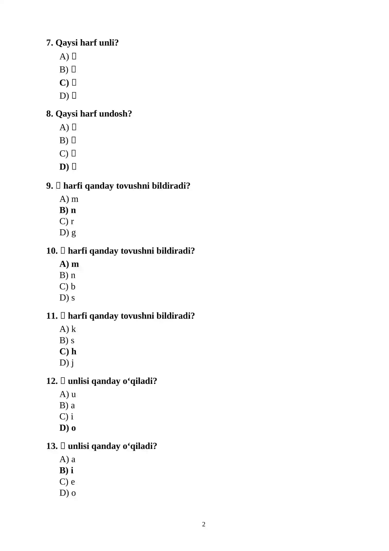 Koreys Tili (boshlang‘ich daraja) bo‘yicha 100 Ta test savollari javoblar bilan 2