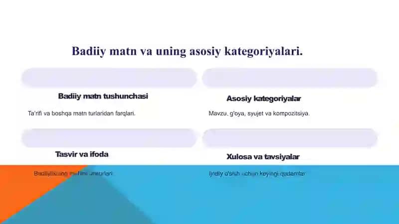 Badiiy matn va uning asosiy kategoriyalari. 2