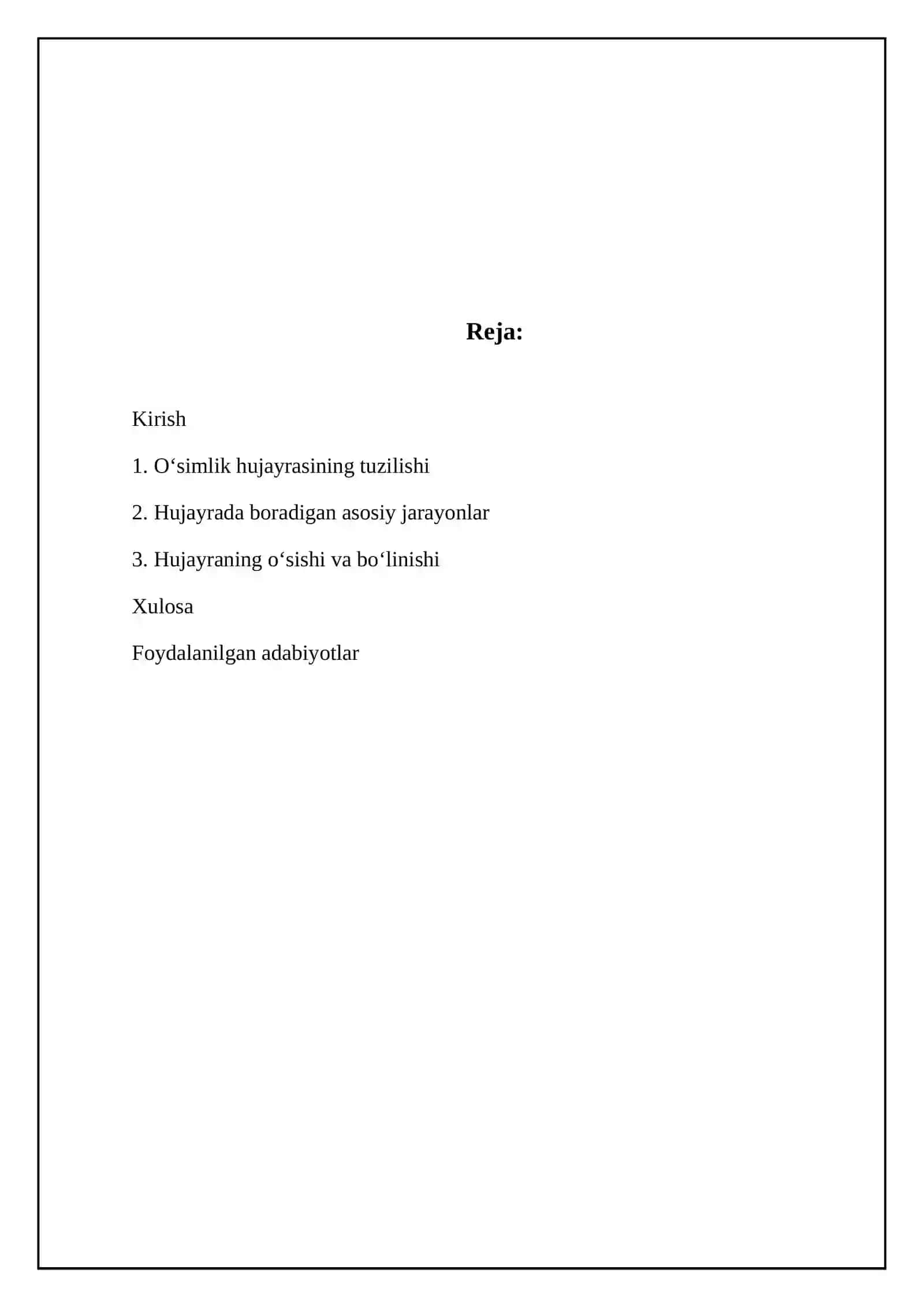 O'simlik Sitologiyasi va Hujayrada Boradigan Jarayonlar 2