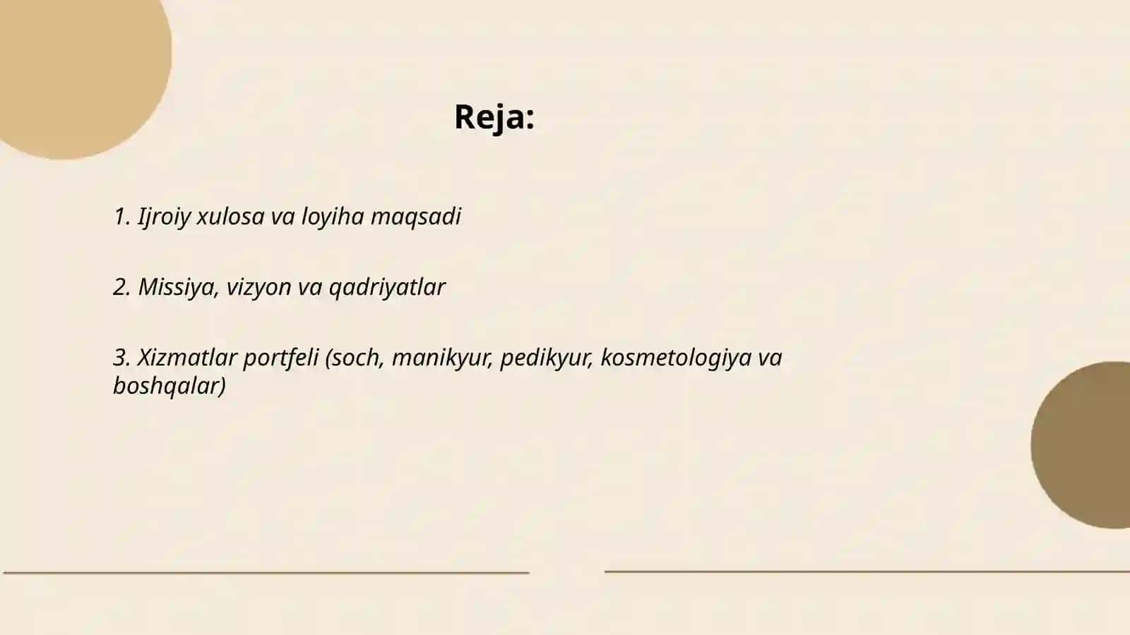 Go'zallik saloni ochish uchun biznes reja 2