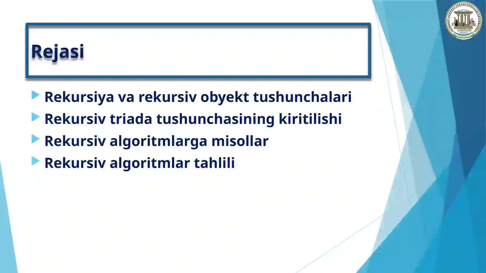 Rekursiv algoritmlar 2