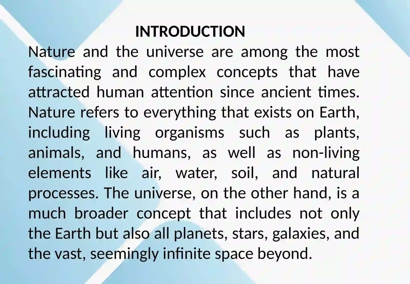 Nature and the universe 2