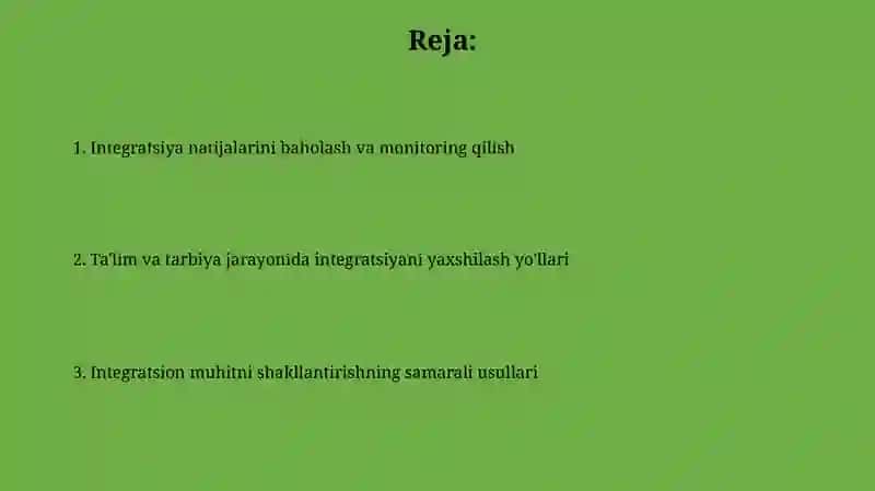 Integratsiyani takomillashtirish 2
